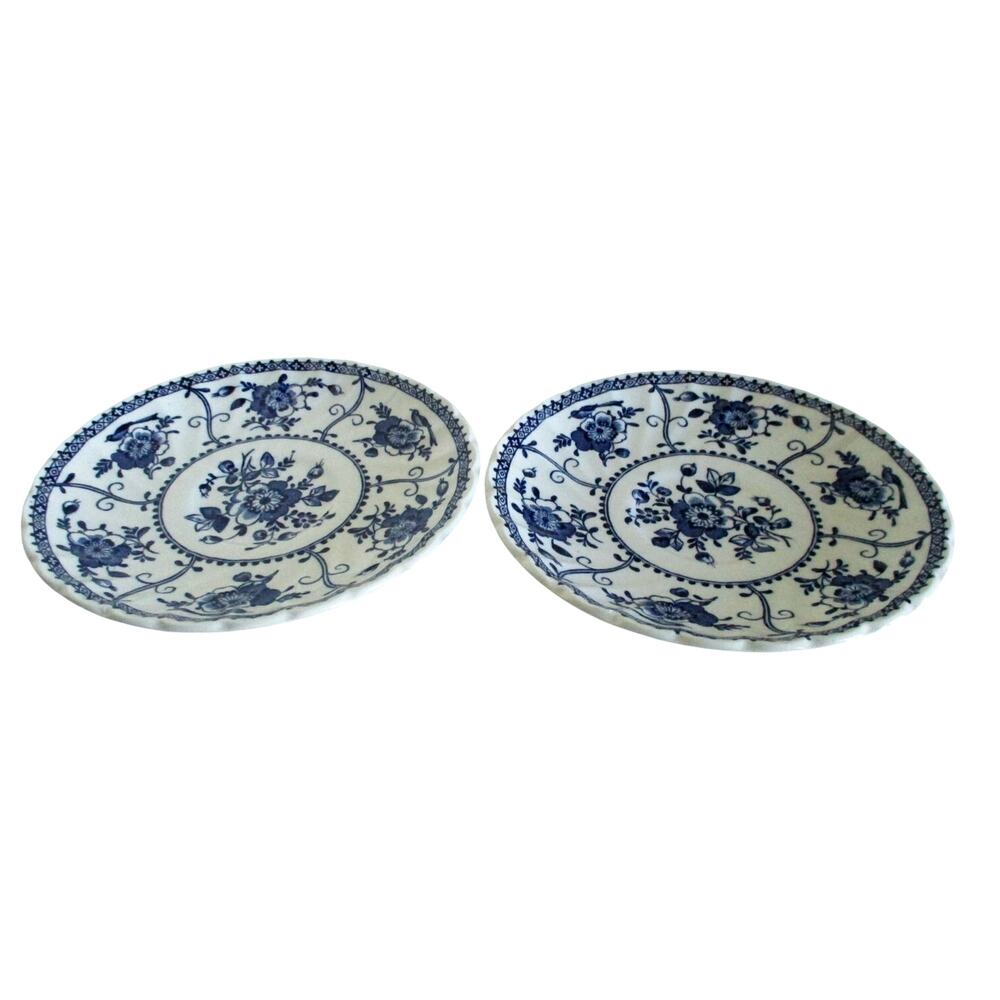Vintage Johnson Bros. Indies Blue & White Saucers 5.5" Dia. Set Of 2